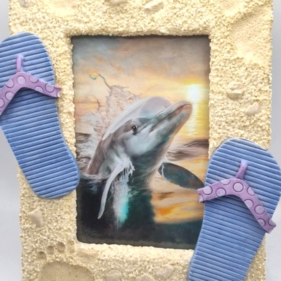 Framed Dolphin at Sunset‎ Colorful  Watercolor Oil Painting Art Print - Picture 3 of 11